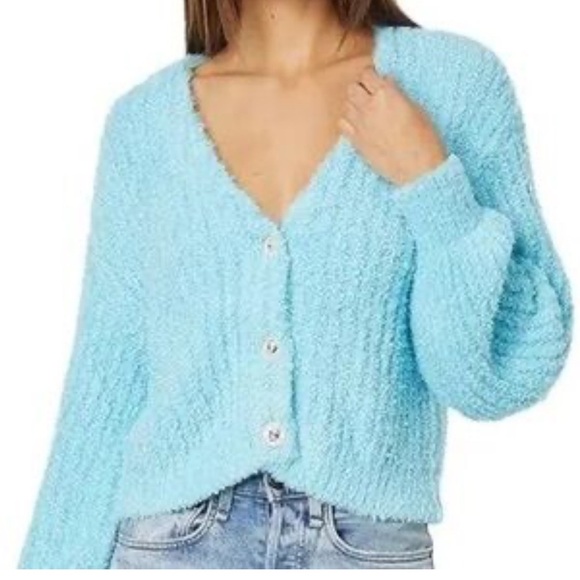 Show Me Your MuMu Sweaters - Show Me Your Mumu Women's Clemmie Cardi in Highlighter blue size XS